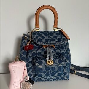 Coach Signature Mini Riya Denim Backpack